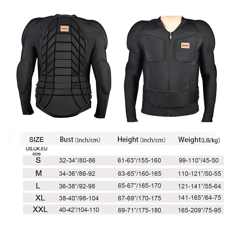 Защита для тела сноуборда мужская верхняя часть S / M L XL 2XL