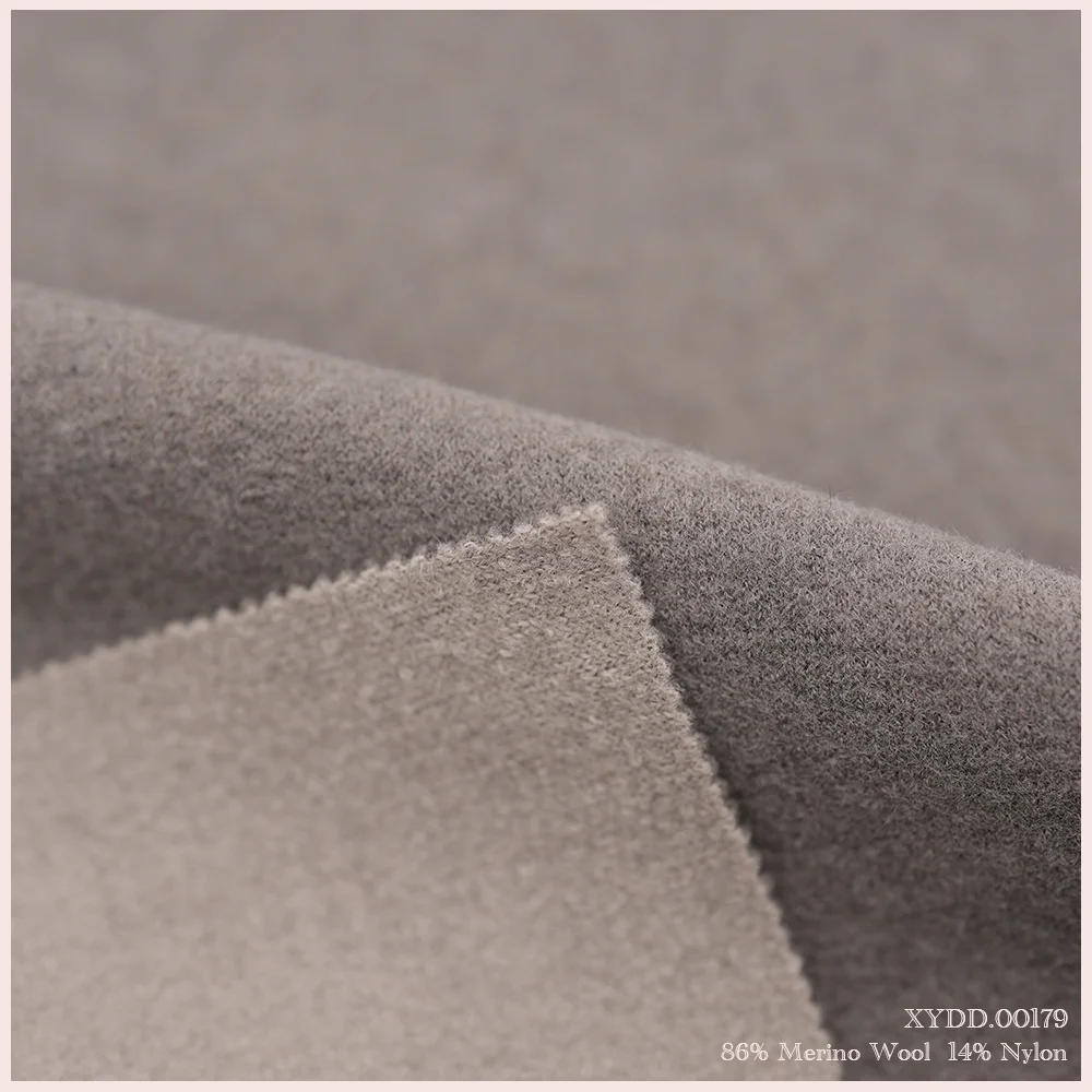 Stretch Breathable Merino Wool Double Faced 86%Wool 14%Nylon Flannel Knit Fabric For Winter Autumn Heavy Jacket Coat