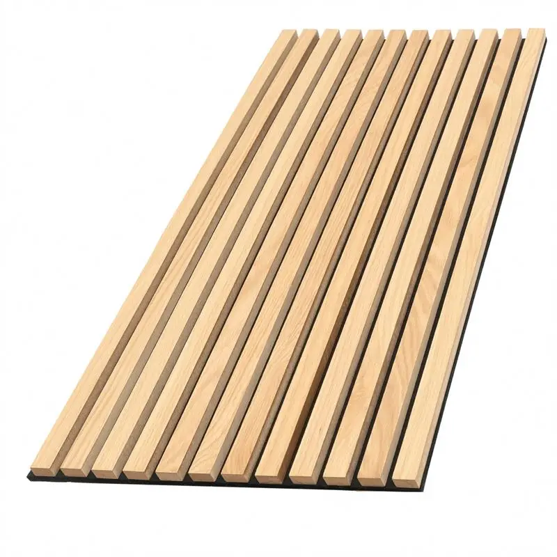 Wood Veneer Surface Polyester Mdf Different Dimension Wall Slat Acoustic Panel