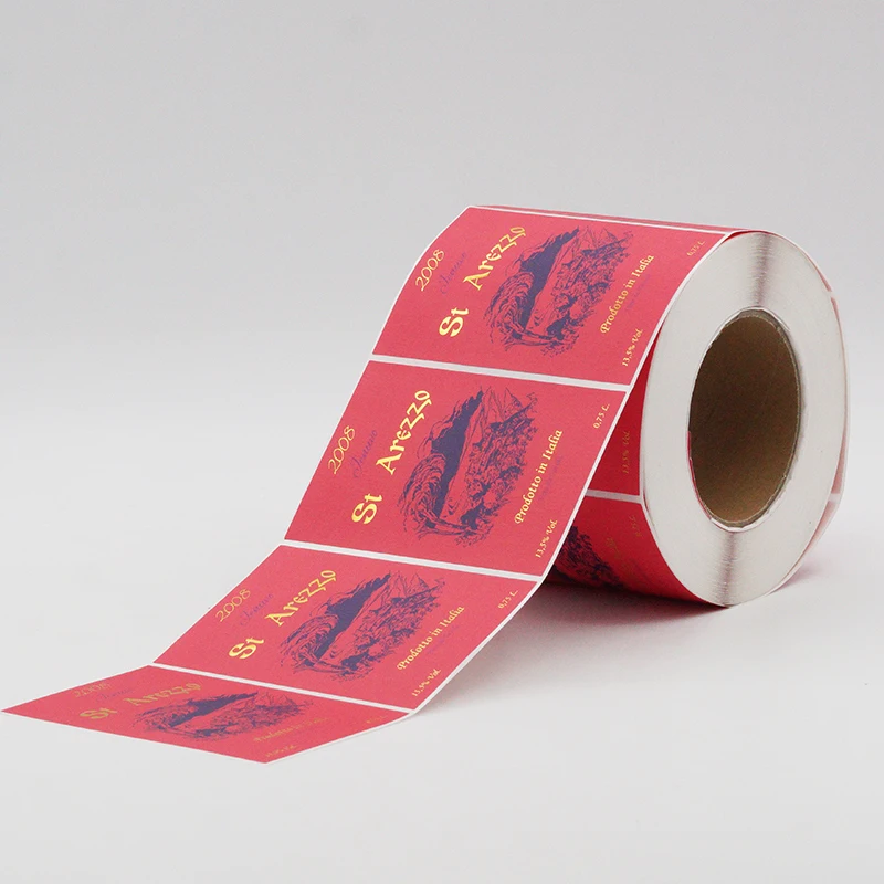 Wholesale Custom Printing Eco Friendly Wine Logo Label Brand Sticker Roll