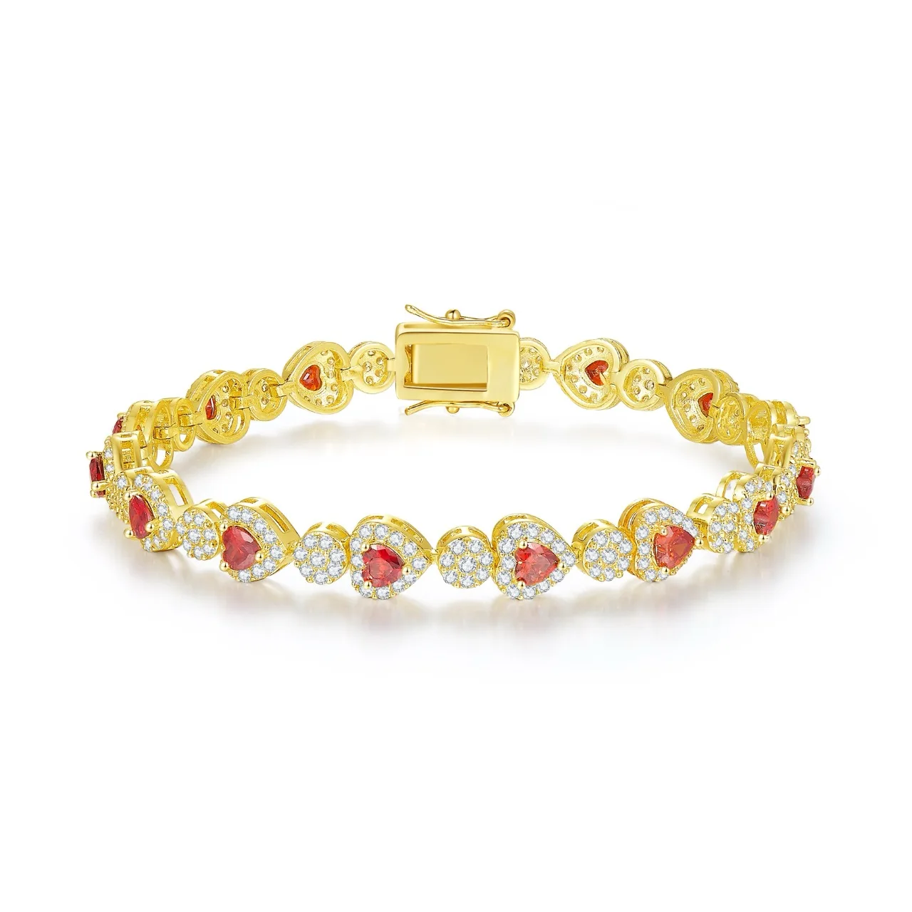 Vintage 14k 18k Gold Plated Chain Heart Zircon OEM ODM Stylish Fashion Copper Bracelet
