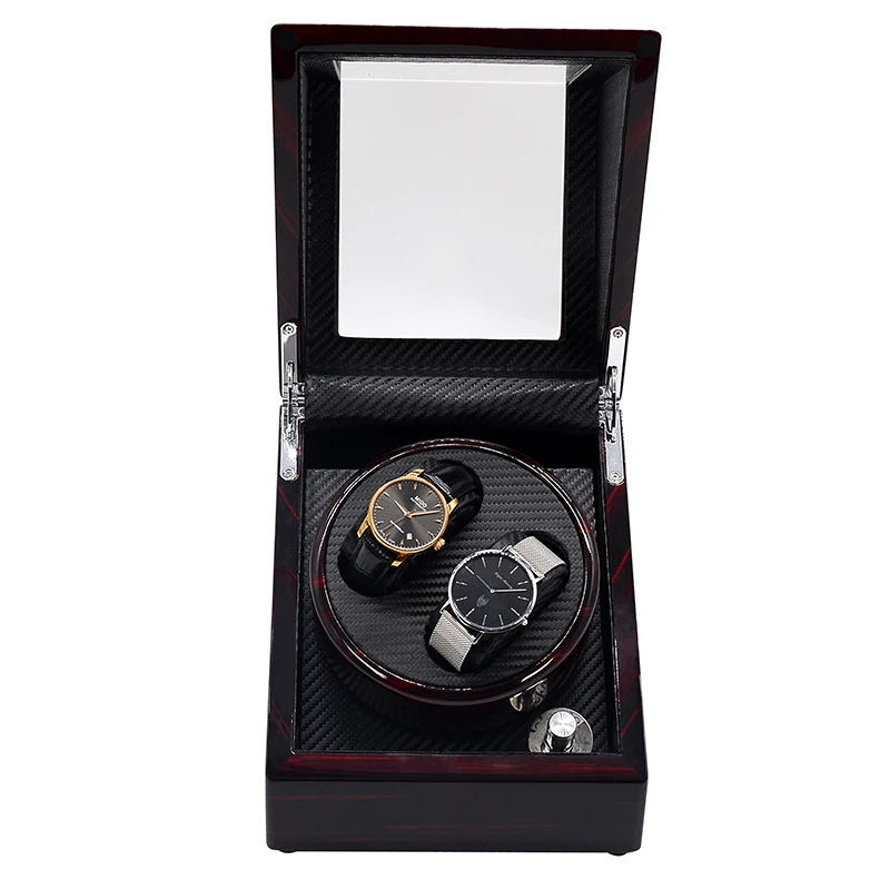 Amazon Top Seller Double Watch Winder with Quiet Japanese Motor Red Color Watch Winder Box Automatic