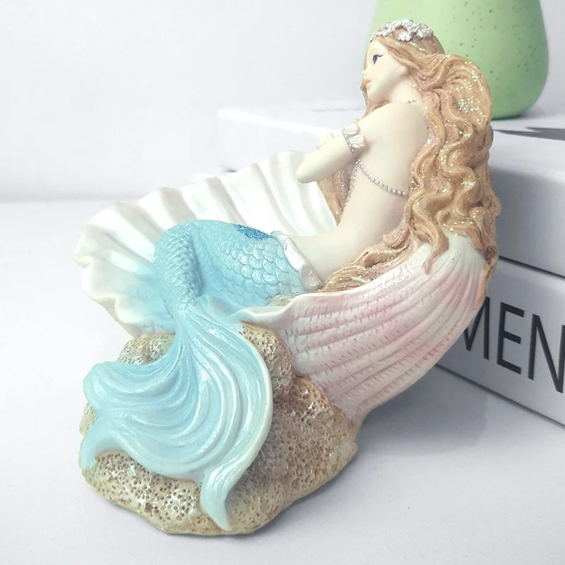 ODM kawaii Mermaid Crafts resin statue polyresin mermaid decoration in home office table  folk craft