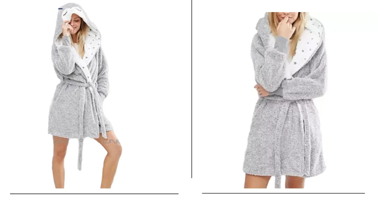 Hot selling gray cute coral fleece fabric custom cotton  pyjamas cartoon sleepwear womens pyjamas