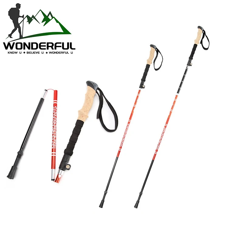 Factory Climbing 5 Sections Aluminum Alloy Outdoor Travel Hiking Camping Folding Mini Walking Stick Trekking Pole