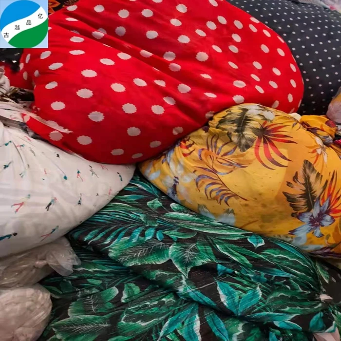 Cheap kilo price remnant cloth 100%polyester woven chiffon print cutting piece stock fabric