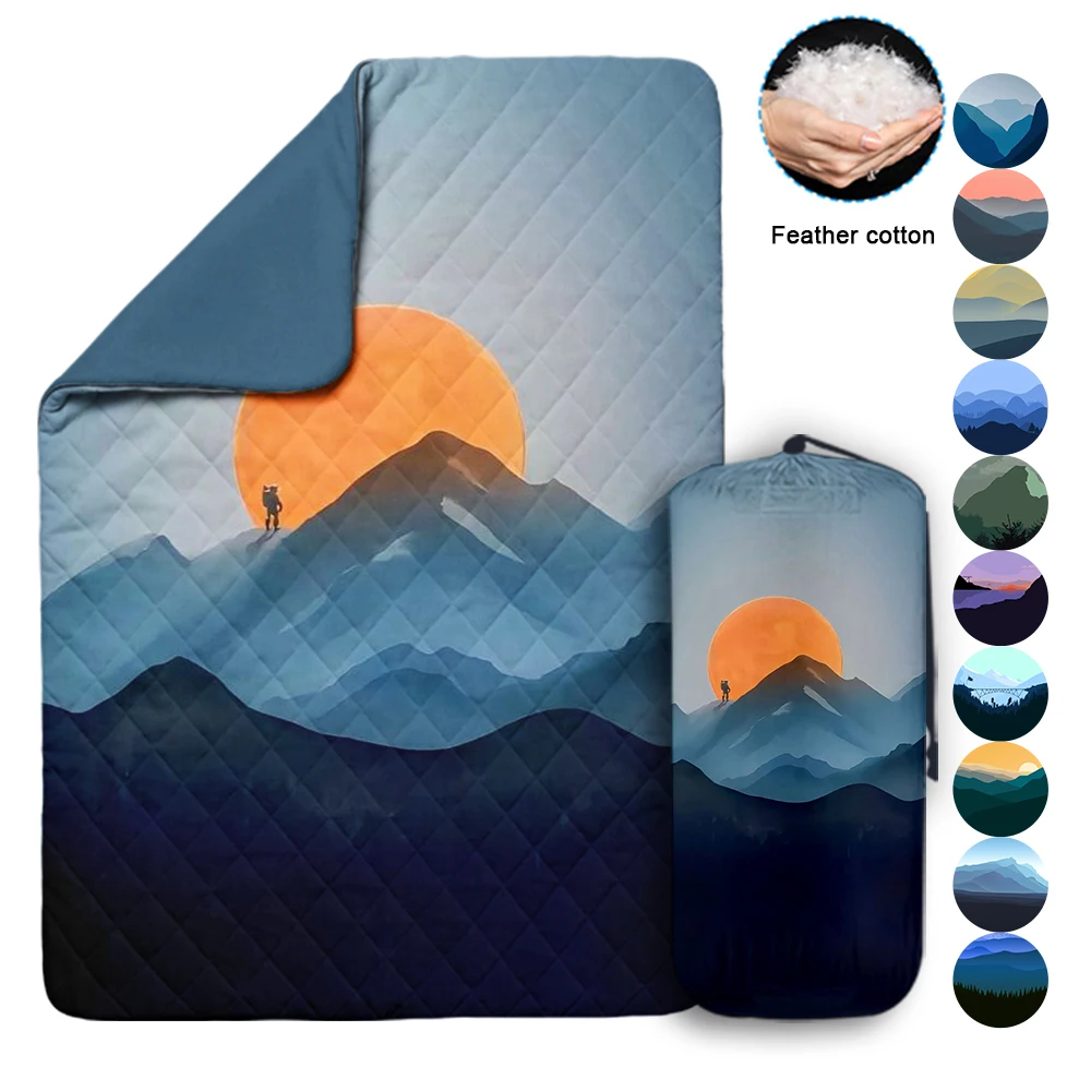 Recycled Polyester Custom Printed Down Camping Outdoor Blanket