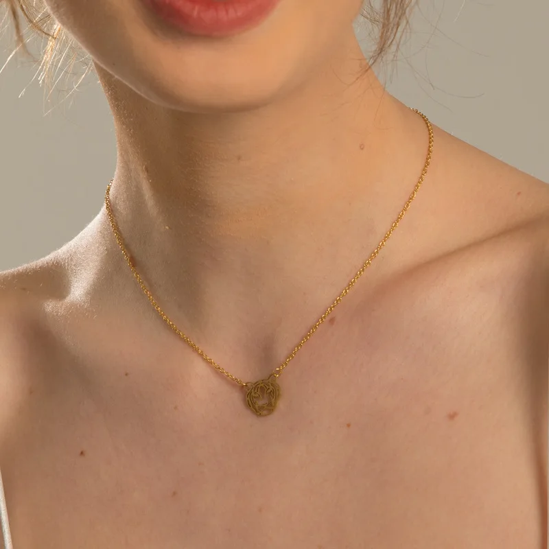 Exquisite 18K Gold Plated Stainless Steel Animal Tiger Pendant Necklace Fashion Titanium Steel Tiger Necklace For Party