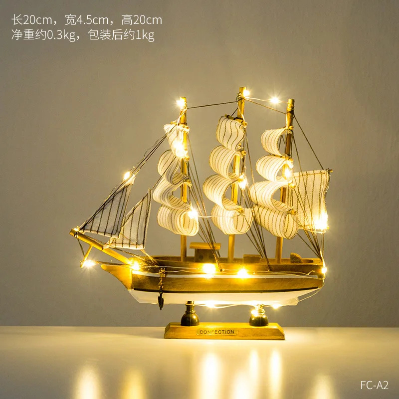 Luxury Wooden Model Ship Lighting Model Sailboat Decor Home Decoration Table Lamps Home Decor Ship Model