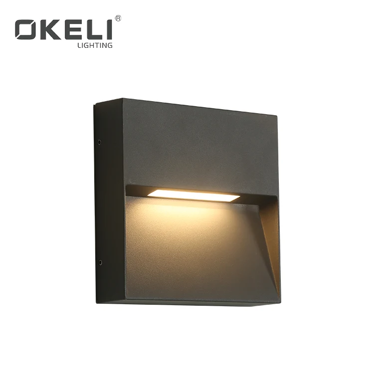 OKELI Energy Saving Outdoor Square Aluminum IP65 Waterproof Recessed Surface LED 5W Wall Lamp