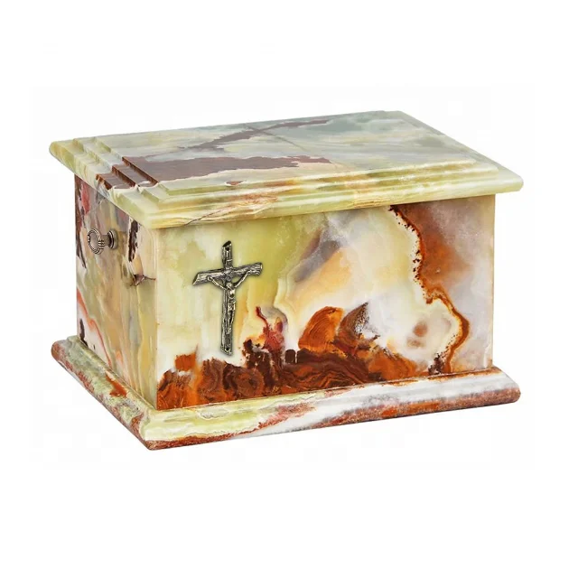 Honey White Marble Cremation Urns With Cross In Bulk Price