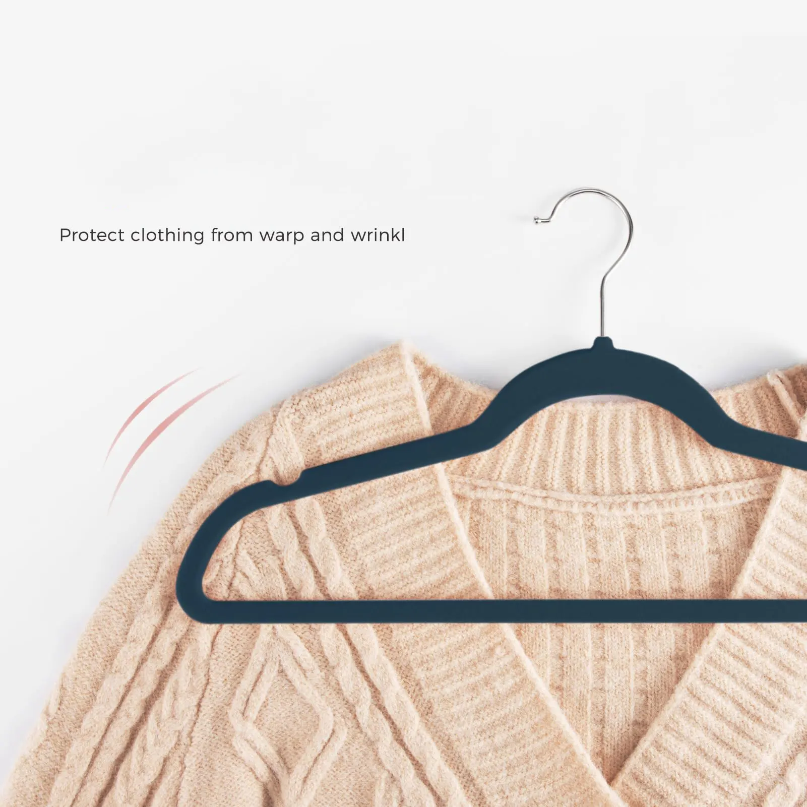 Wholesale Modern Space Saving Navy Non Slip Flocked Suit Coat Clothes Velvet Hanger 60 Pack