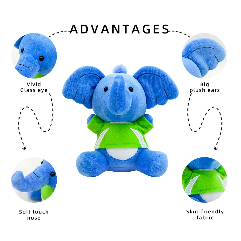 Wholesale Custom Plush Blue Elephant Animals Soft Toys Kids Gifts Cute Cartoon Plush Stuffed Animal Toys For Children