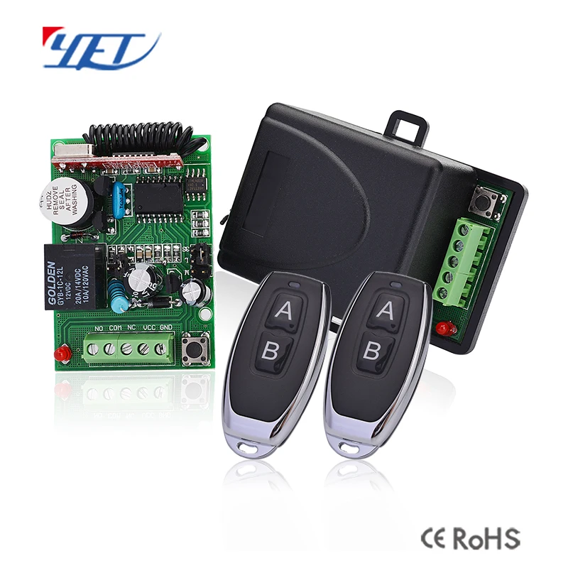 Hot sell DC12V 24V wireless transmitter with single channel receiver kit garage door receiver automatic door controller