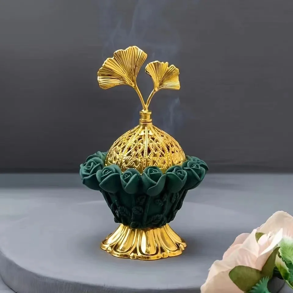 New Design Rose Flower Resin Incense Burner Sandalwood Aromatherapy Burner Holder Candlelight Dinner Props