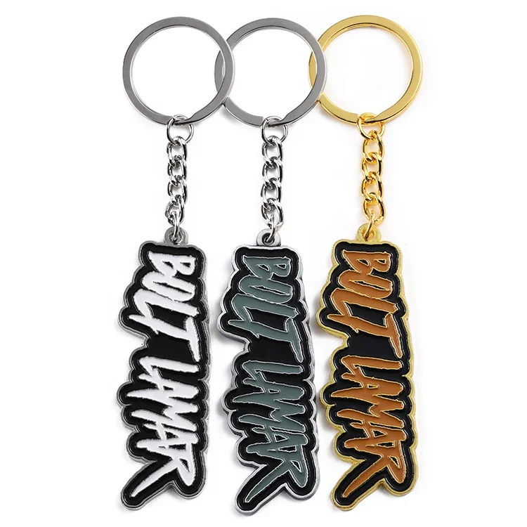 custom nickel metal enamel logo brand key chain with paper box