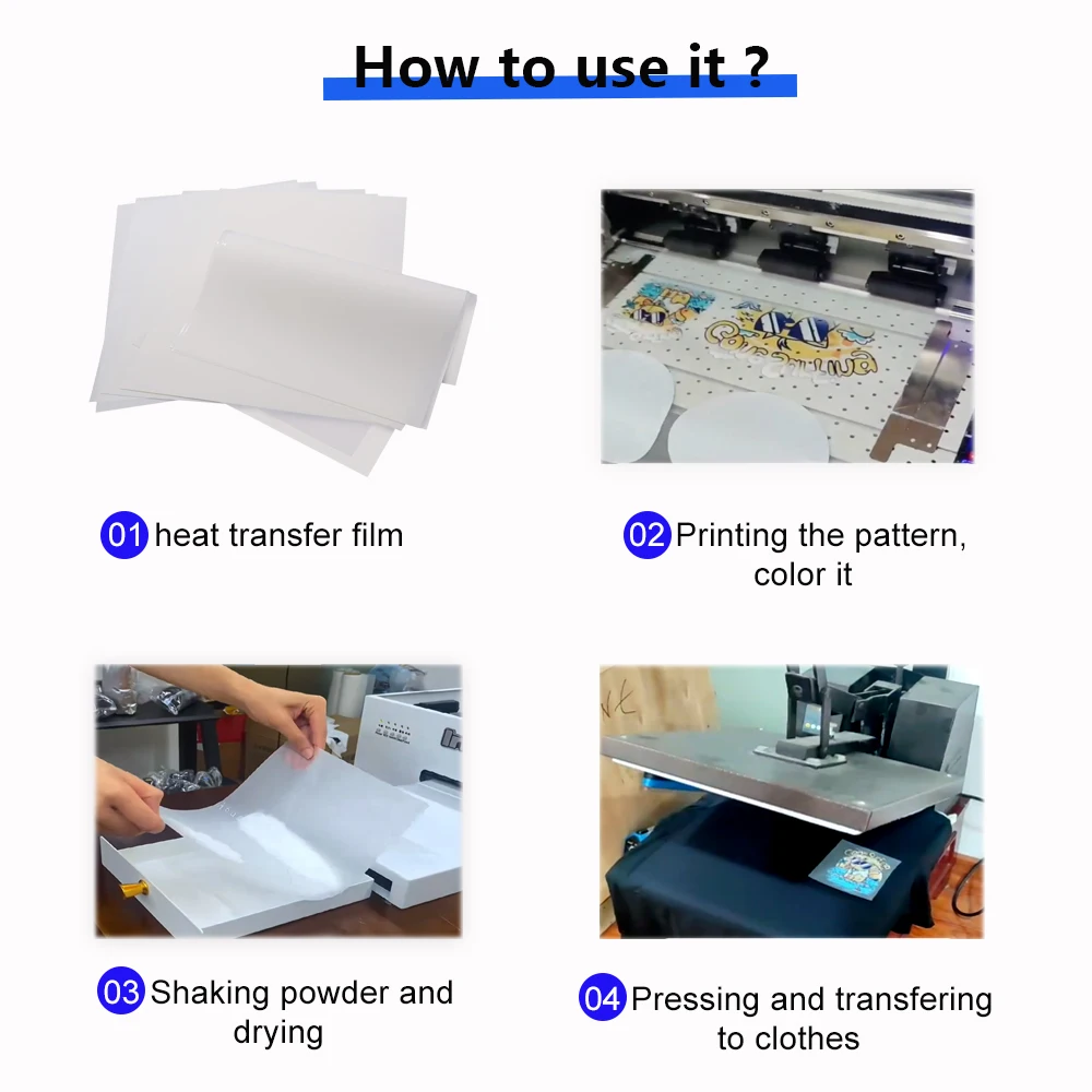 Hongcai custom printable inkjet film screen printing transfer cold and hot peel transparent heat transfer PET dtf film printing