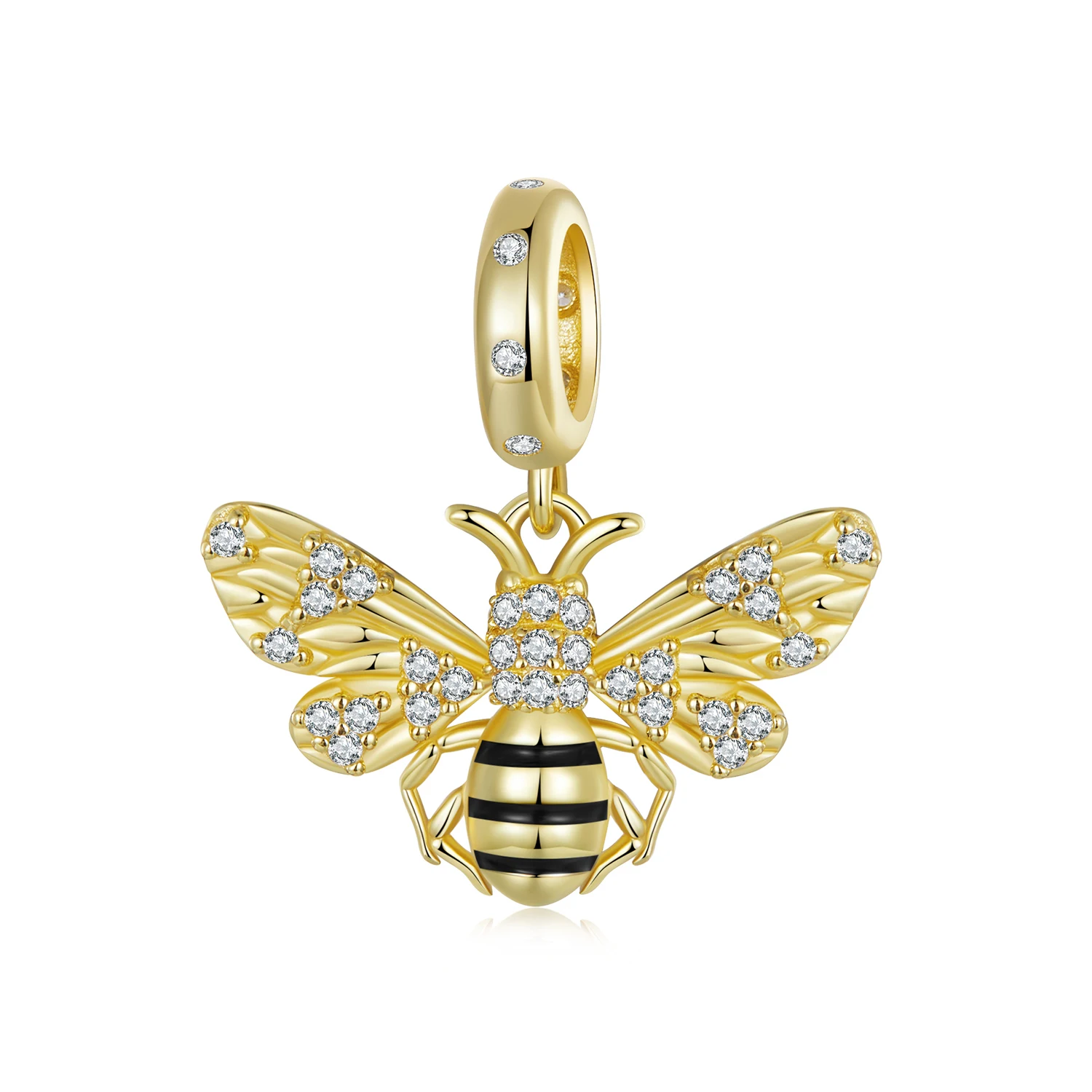 S925 Sterling Silver Jewelry DIY Bracelet Beaded Accessories Gold Plated Exquisite Bee Custom Pendant
