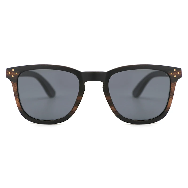2023 wholesale custom logo black wood frame temple carbon fiber frame TAC polarized sunglasses