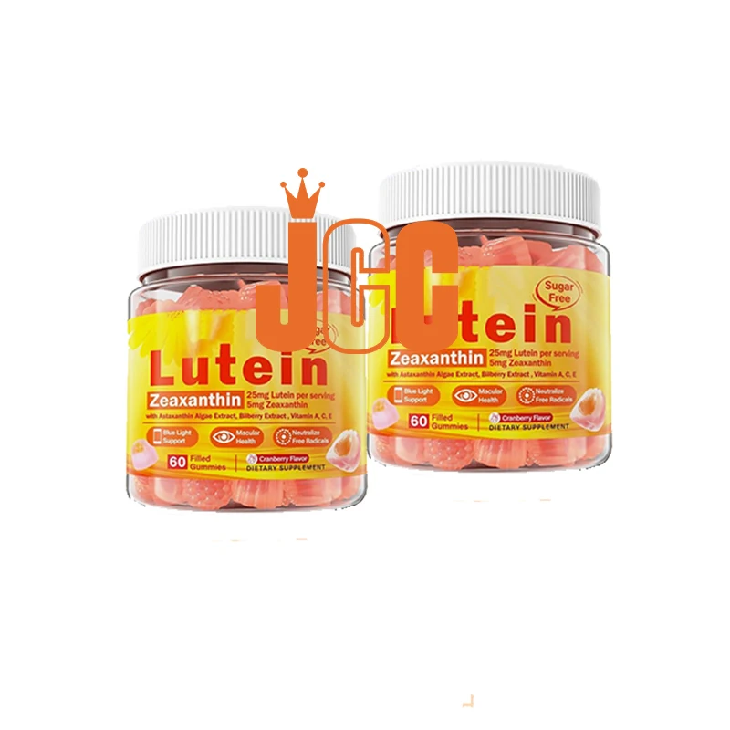 Lutein Eye Care Gummies Supplements Fruit Flavor Cranberry Gummy with Vitamin A Lutein Chew Candy Gummies for Healthy Vision