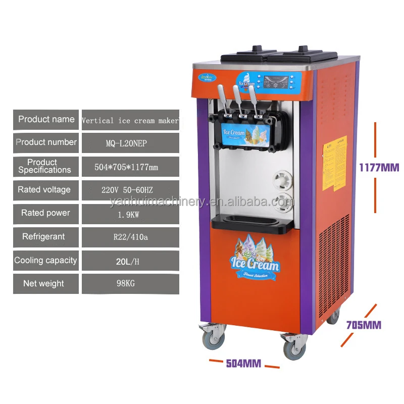 Producer Direct Sales Commercial Stainless Steel Ice Cream Machine 3 Flavors Soft Serve Machine For Ice Cream