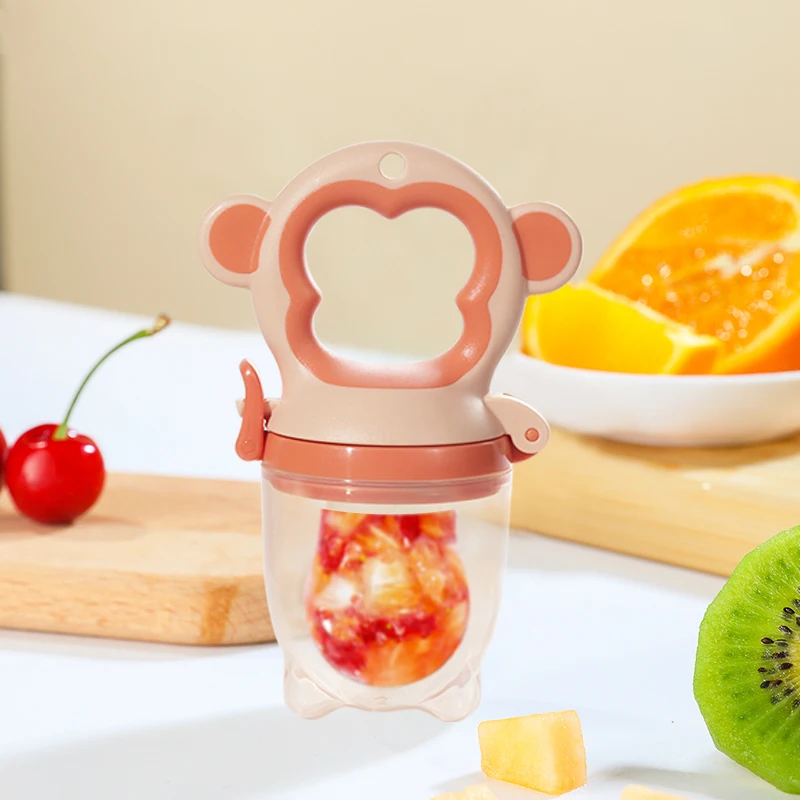 BPA Free Monkey Shape Silicone Baby Fresh Food Fruit Feeder Hot Food Grade Silicone Cute Style for Feeding