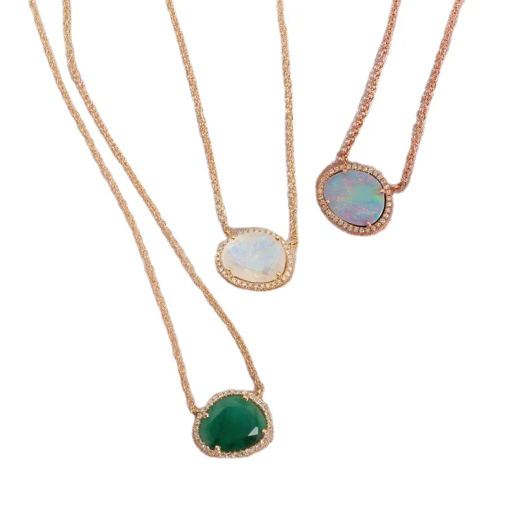Women Gemstone Fine High Quality Ladies Natural Stone Custom Necklaces Sterling Silver Necklace