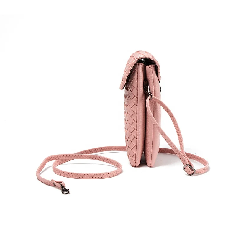 Korean Version Of The Mini PU Woven Cute Cell Phone Bag Coin Purse Shoulder Crossbody Bag For Women