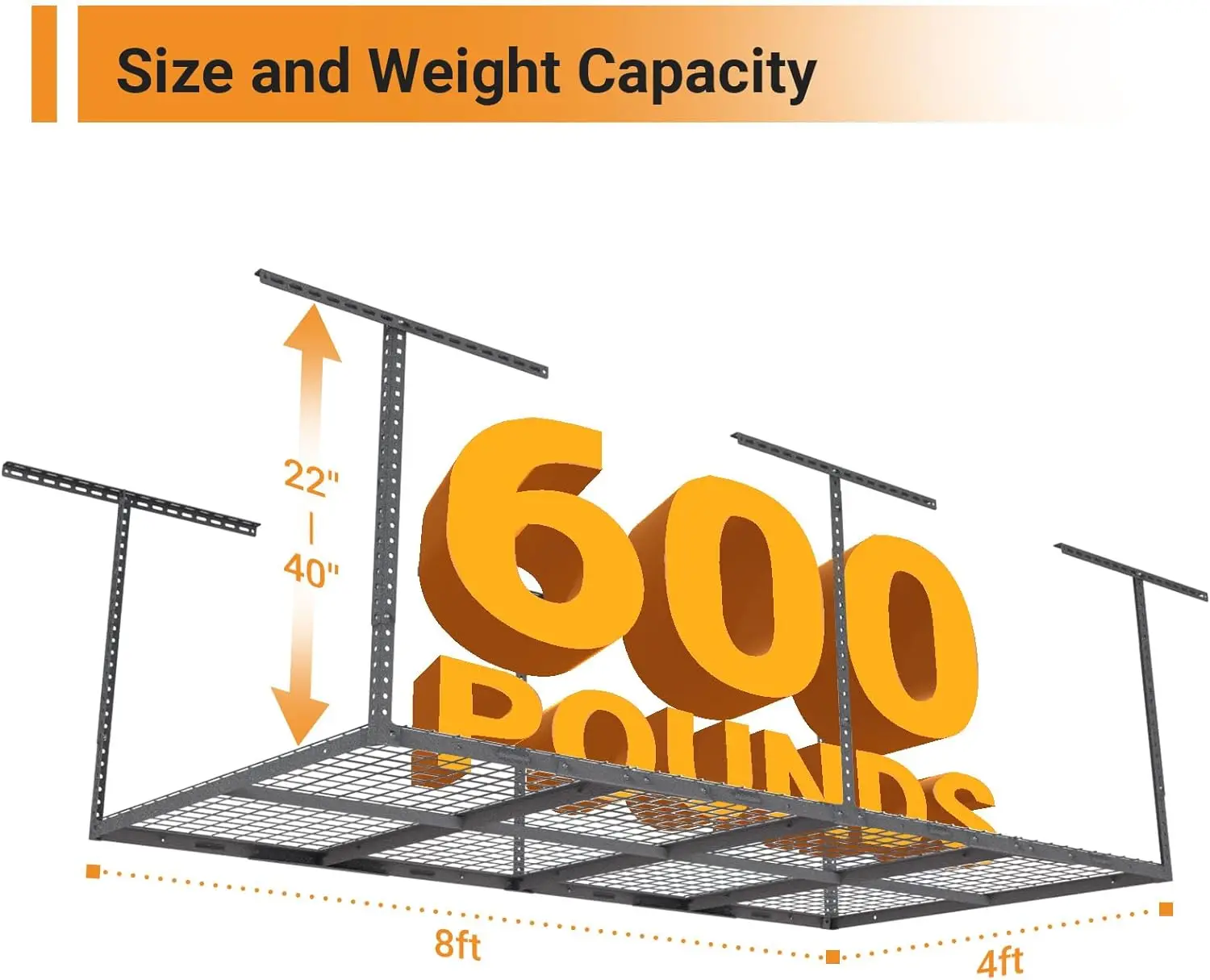 Adjustable Overhead Garage Storage Rack Heavy-Duty Metal Garage Ceiling Storage Rack
