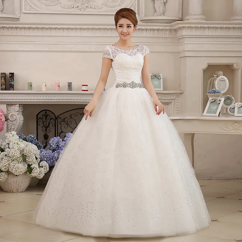 Women Pregnant Bridal Gown Wedding Dress Lace Ball Gown Sexy Romantic Cheap Elegant Fashion Korea