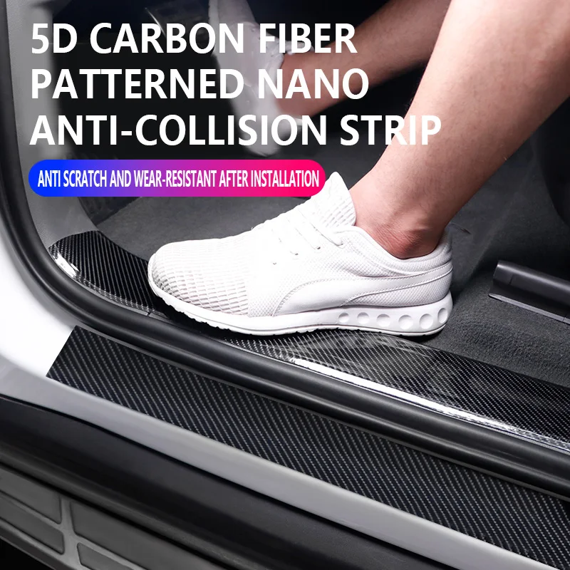 Car Universal Body Decals Film Nano Waterproof Repeated Use 5D Black Carbon Fiber Auto Windows Door Covering Wrap Vinyl Sticker