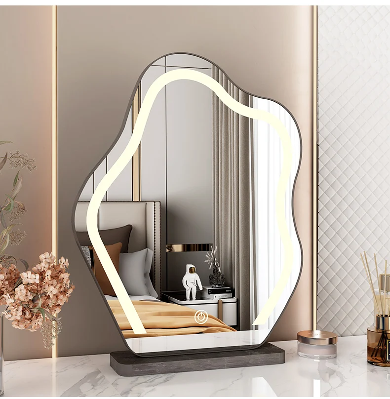 Hot sale on Irregular anti rust asymmetry Vanity LED mirror Modern design wall mounted mirror Resort Hotel Use Anti-fog