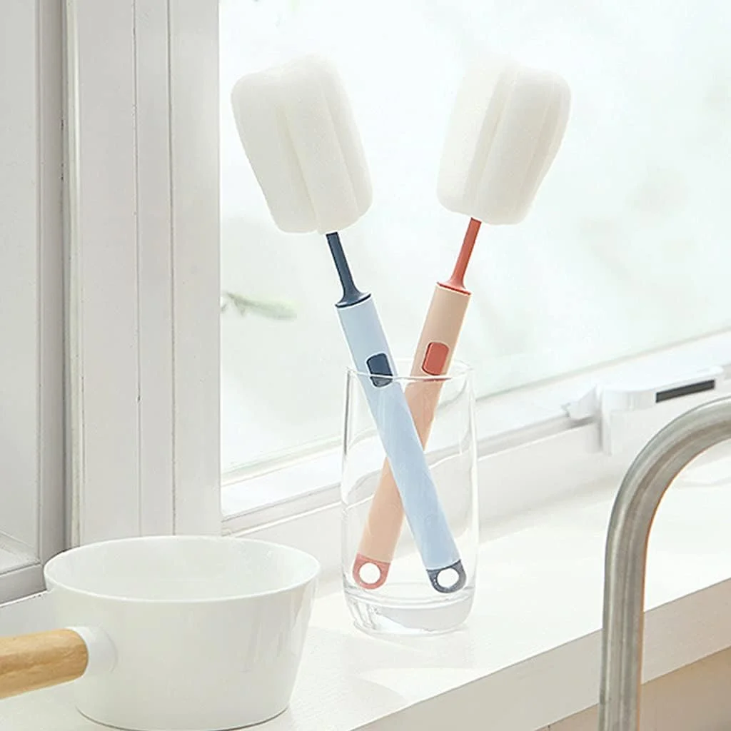 Replace Cleaning Sponge Cleaning Brush Wash Bottle Sponge Mug Long Handle Bottle Scrubber Water Cup Glass Cleaning Brush