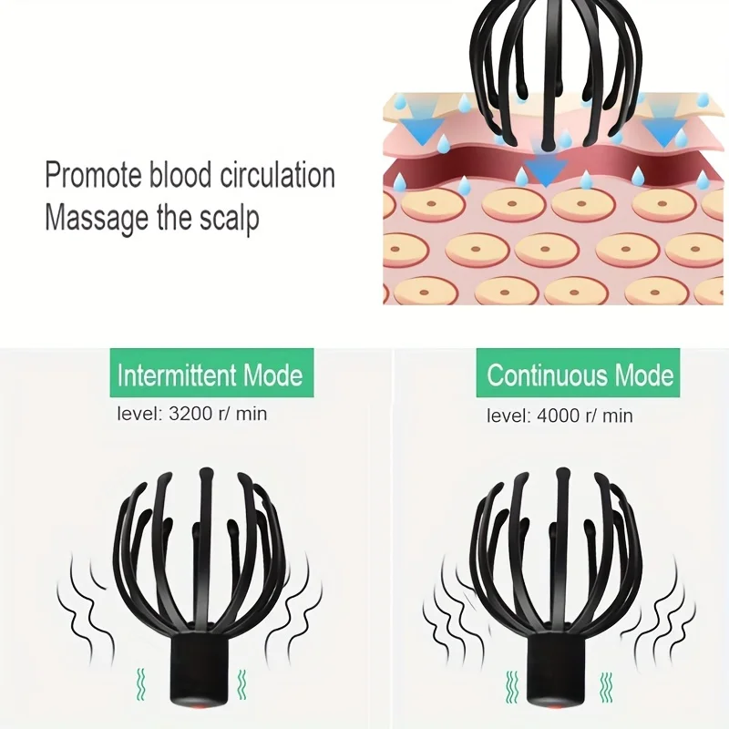 USB Rechargeable Electric Octopus Claw Scalp Massager for Deep Relaxation and Stress Relief