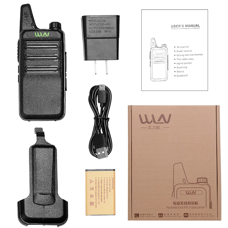 WLN walkie talkie KD-C6 Cheap New 2W Rechargeable Compact Radio Communication Outdoor Small Slim 3-5KM Long Range Wireless Walki