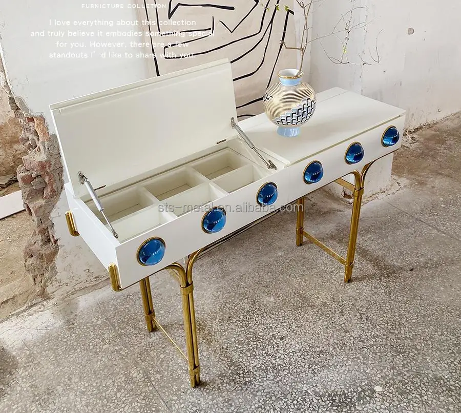 Современный Стильный Глянцевый консоль Jonathan Adler белый лаковый золотой Латунный металлический каркас для прихожей столик макияжа