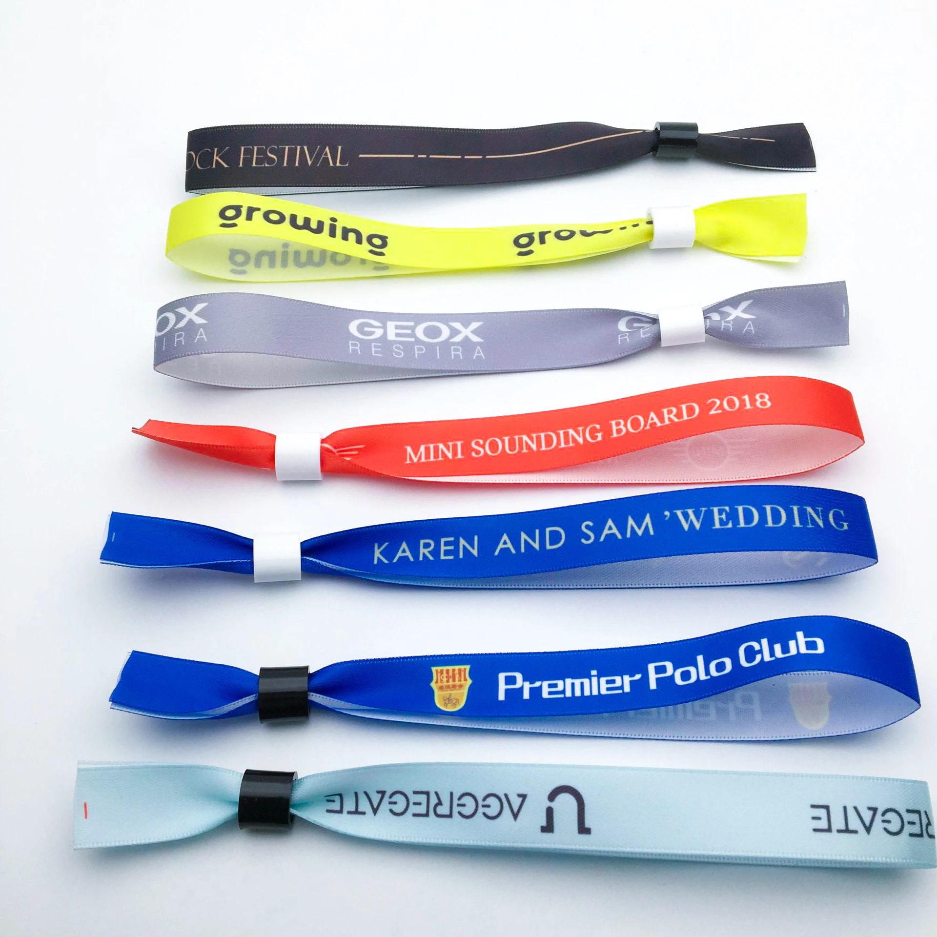 Custom Cheap Adjustable Party Festival Events Wristband Polyester Fabric Bracelets Logo Design Wristbands