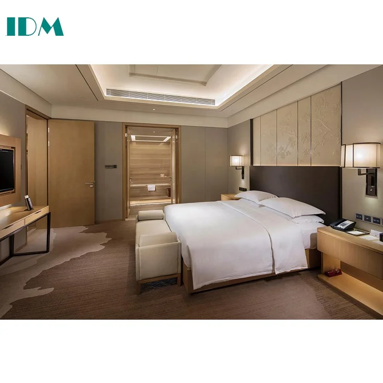 IDM012 Modern Luxury 5 Star Hotel Bedroom set Custom Wooden  Hotel Furniture