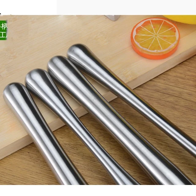 Stainless Steel Cocktail Mixer Stirring Lemon Orange Fruit Juice Muddler Crushed Ice Hammer Broken Popsicle Ice Pressing Stick