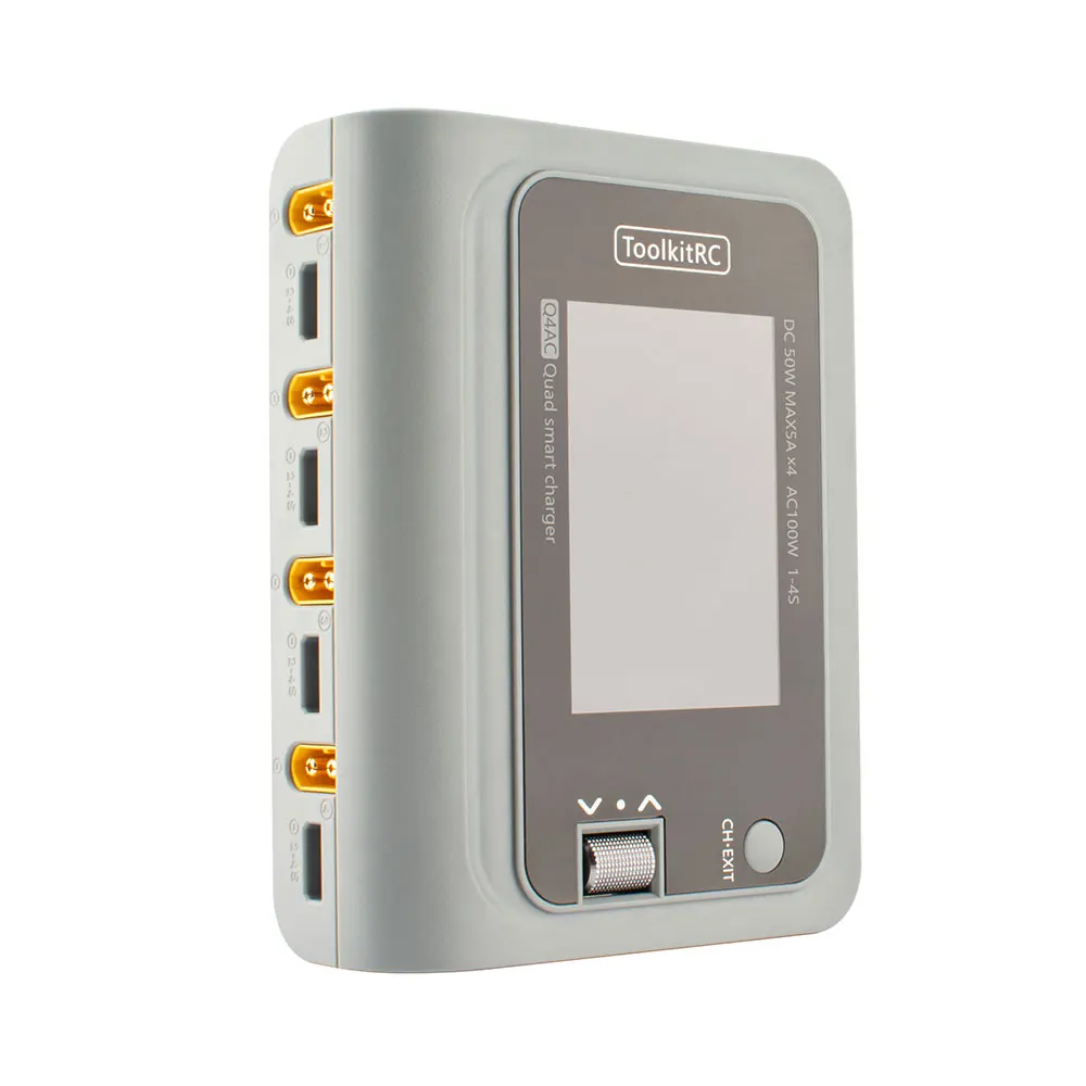 ToolkitRC Q4AC 4x50w AC / DC Smart Battery Charger with XT60 to XT30 Adapters