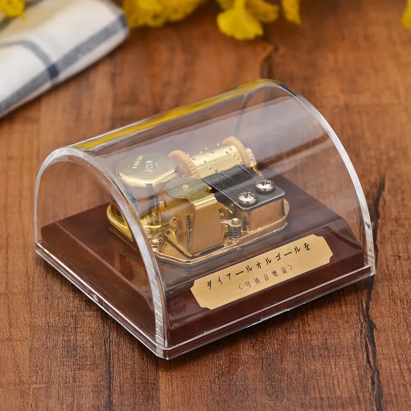 acrylic dome Music Box 18 note wind up musical movement
