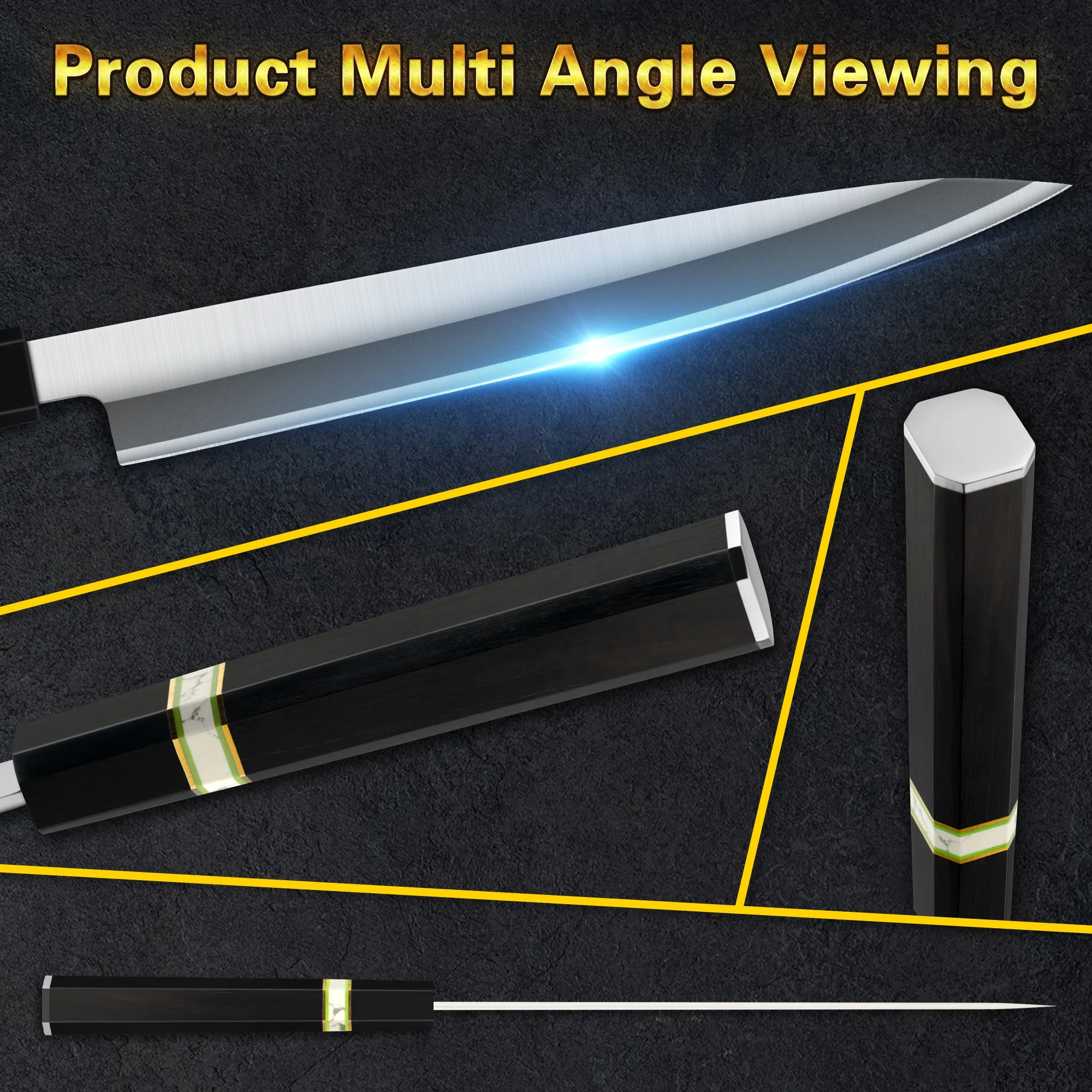 Japanese Octagonal Handle 10 inch high carbon 7cr17 steel salmon yanagiba sushi knives sashimi knife Buy for restaurant