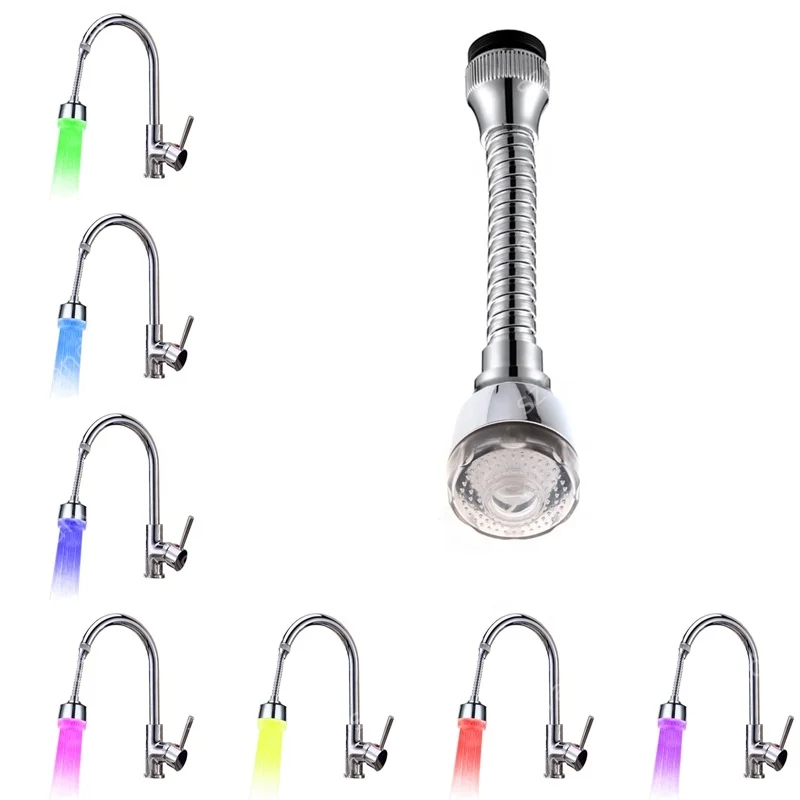 Single Blue Color Lighting LED ABS Kitchen Faucet