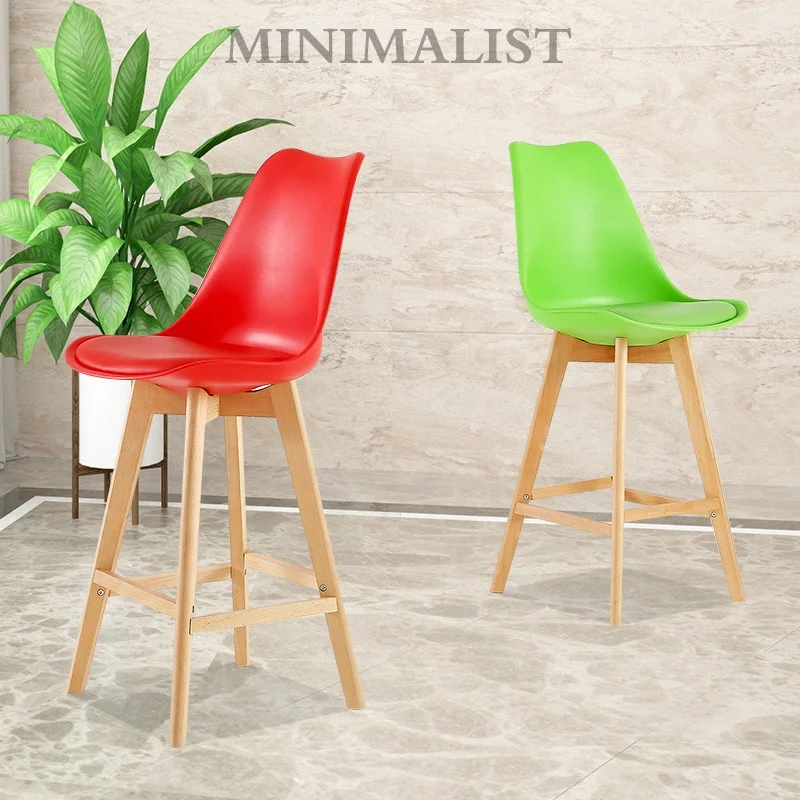 Classical kitchen counter chair elegant beech wood leg counter high bar stools