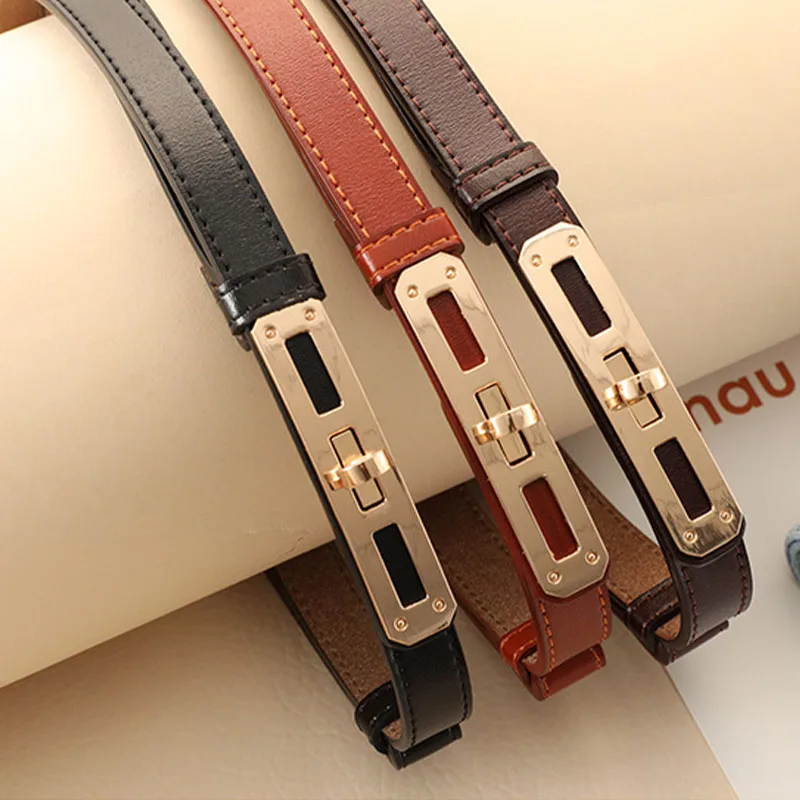  Wholesale New Trendy Korean Fashion Belt Woman Genuine Leather Thin Bbelt Ladies Decoration Matching Waist Slim