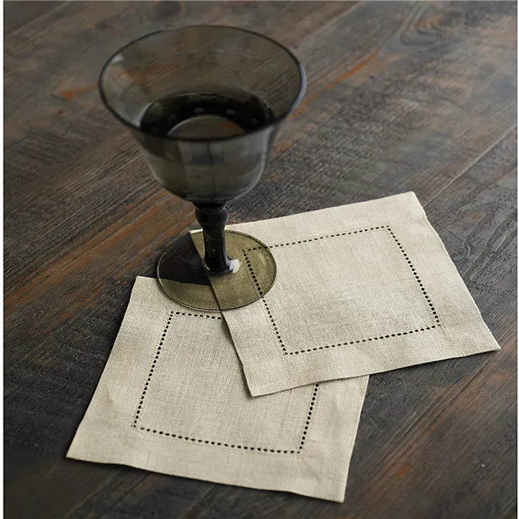 Washable  Dinner Napkins 18 x 18 Inch  Hemstitched Pure Linen  Fabric Table Napkin