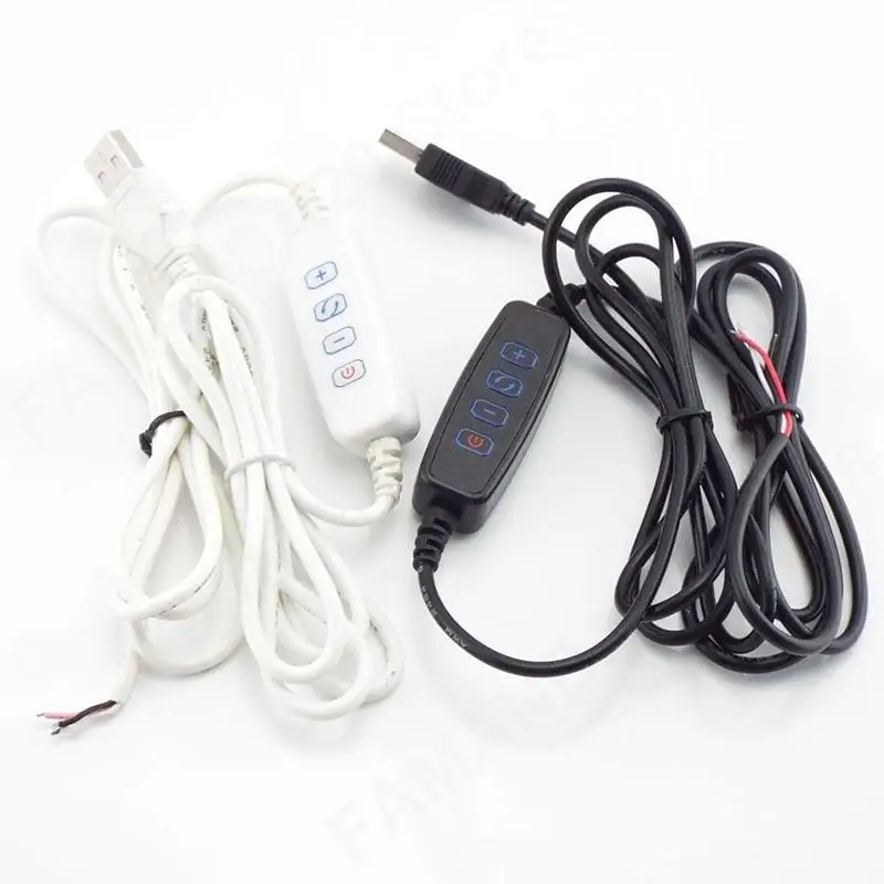USB Port Power Supply Cable DC 5V LED Dimmer Dimming 2pin 3pin Wire Extension Cord Line Color Control for LED Light