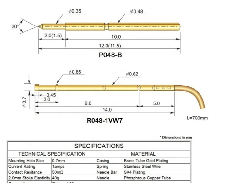 
Pogo Pin P11/P048/P058/P75/P160/P038 Test Probe pin and receptacle used in machine 