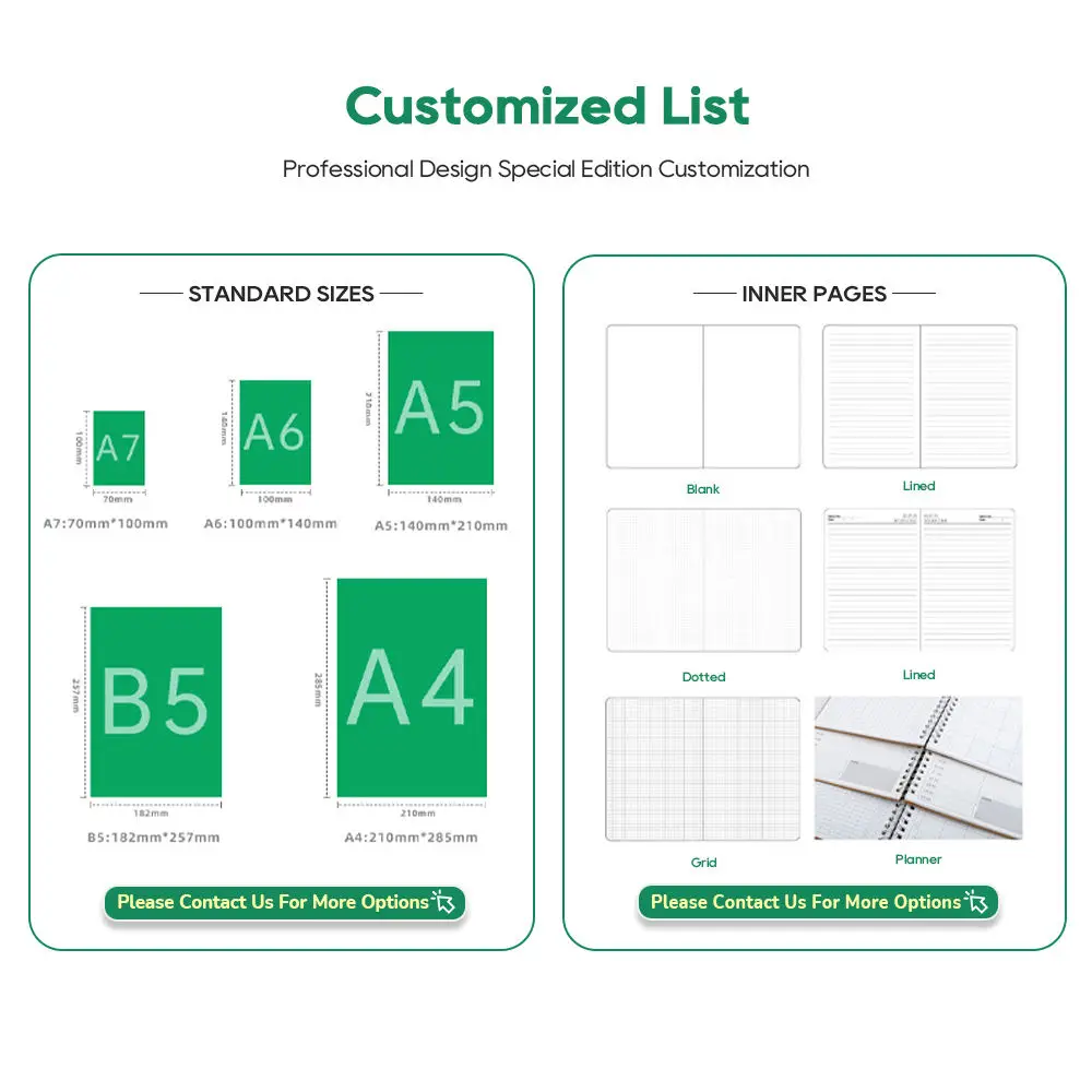 High Quality Good Sale Customizable Logo Business School 200 Page A5 A6 Custom Leather Notebook Journal
