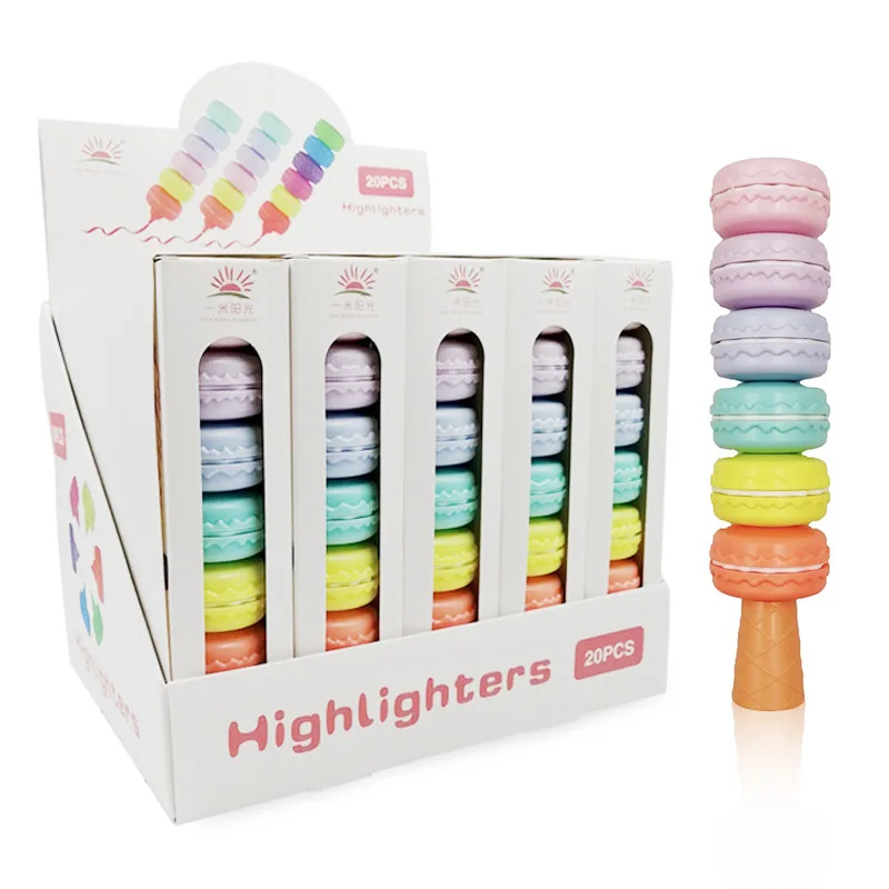Cute Stationery Building Blocks Macaron Highlighter Hand Account Color Highlighter Pen Office Marker Pens